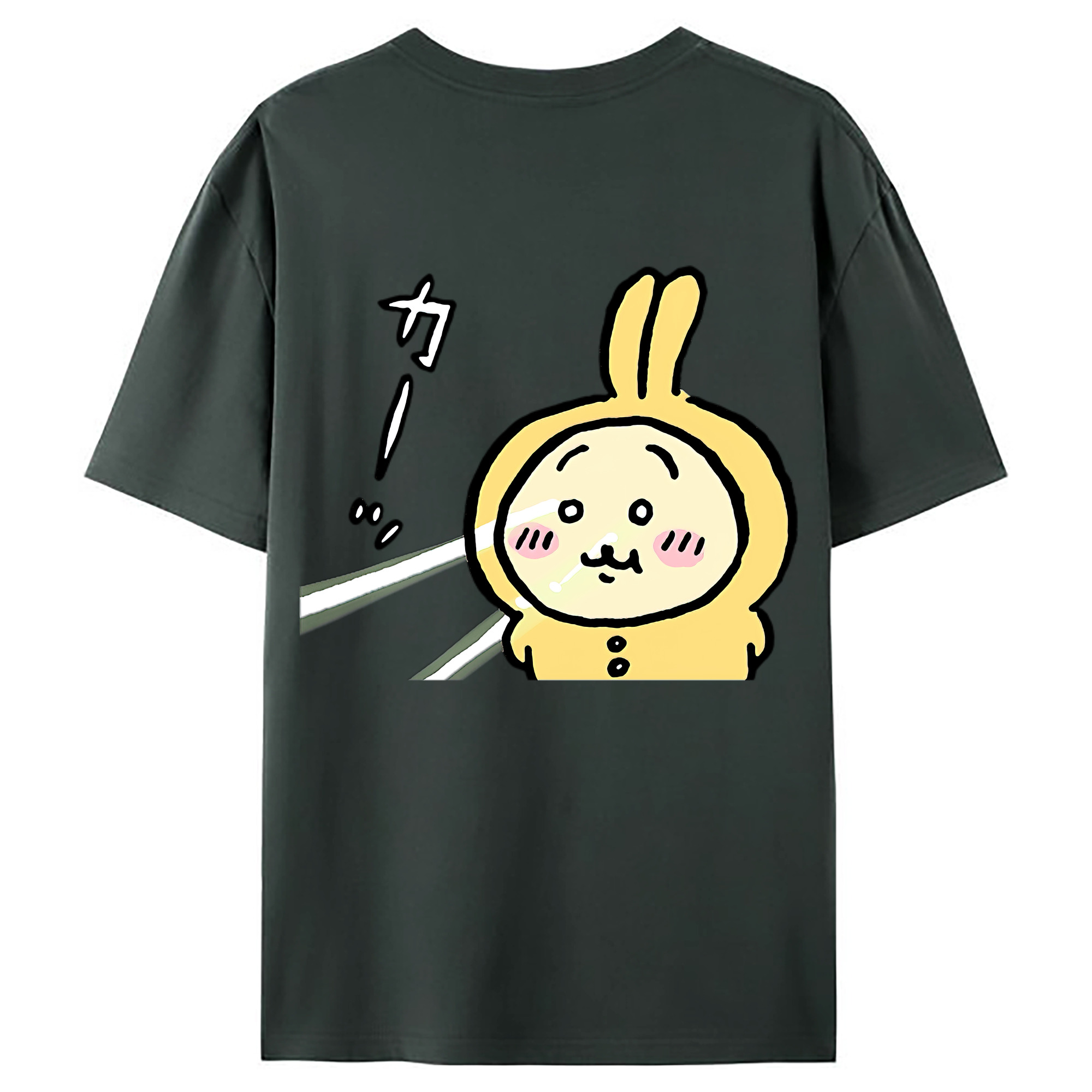 （画像用） ちいかわ うさぎ Chii-kawa usagi 綿100％ メンズ半袖Tシャツ（バックプリント） 通気性
